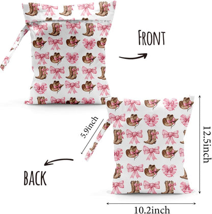 Waterproof Cloth Diaper Wet Dry Bag Reusable Travel Beach Pool Wet Bags | Daycare Soiled Toddler Items Yoga Gym Bag for Swimsuits Wet Clothes Bags - Pink Coastal Pattern