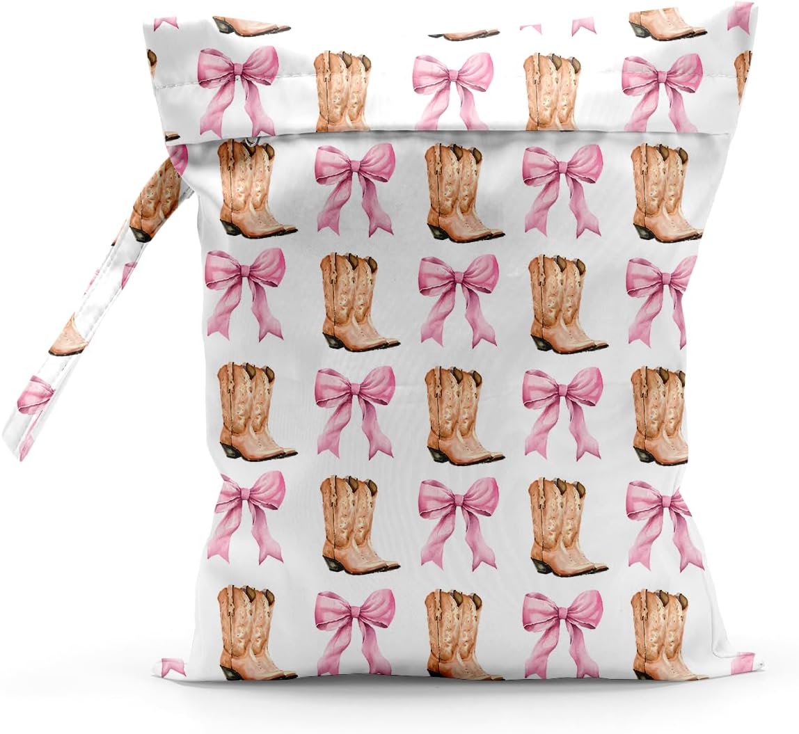 Waterproof Cloth Diaper Wet Dry Bag Reusable Travel Beach Pool Wet Bags | Daycare Soiled Toddler Items Yoga Gym Bag for Swimsuits Wet Clothes Bags - Pink Coastal Pattern