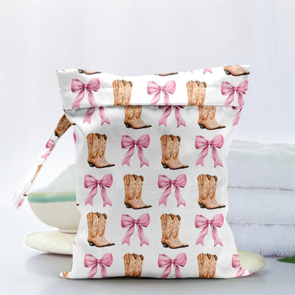 Waterproof Cloth Diaper Wet Dry Bag Reusable Travel Beach Pool Wet Bags | Daycare Soiled Toddler Items Yoga Gym Bag for Swimsuits Wet Clothes Bags - Pink Coastal Pattern