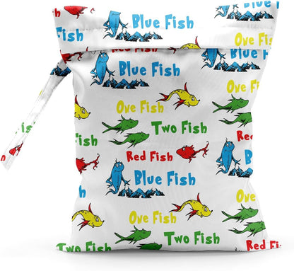 Waterproof Cloth Diaper Wet Dry Bag Reusable Travel Beach Pool Wet Bags | Daycare Soiled Toddler Items Yoga Gym Bag for Swimsuits Wet Clothes Bags - Pink Coastal Pattern