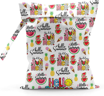 Waterproof Cloth Diaper Wet Dry Bag Reusable Travel Beach Pool Wet Bags | Daycare Soiled Toddler Items Yoga Gym Bag for Swimsuits Wet Clothes Bags - Pink Coastal Pattern