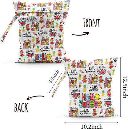Waterproof Cloth Diaper Wet Dry Bag Reusable Travel Beach Pool Wet Bags | Daycare Soiled Toddler Items Yoga Gym Bag for Swimsuits Wet Clothes Bags - Pink Coastal Pattern