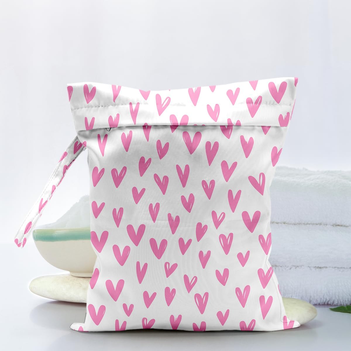 Waterproof Cloth Diaper Wet Dry Bag Reusable Travel Beach Pool Wet Bags | Daycare Soiled Toddler Items Yoga Gym Bag for Swimsuits Wet Clothes Bags - Pink Coastal Pattern