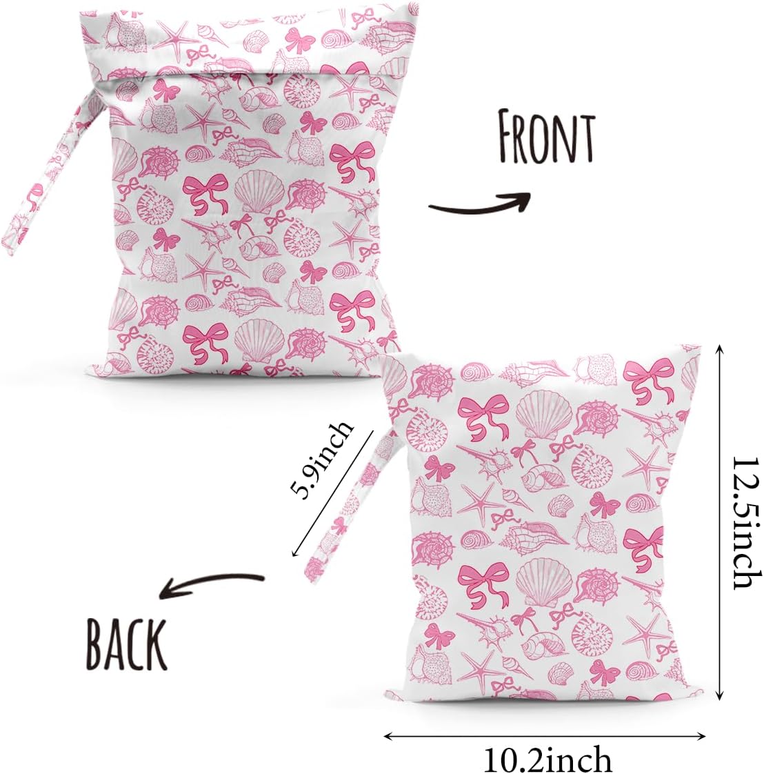 Waterproof Cloth Diaper Wet Dry Bag Reusable Travel Beach Pool Wet Bags | Daycare Soiled Toddler Items Yoga Gym Bag for Swimsuits Wet Clothes Bags - Pink Coastal Pattern