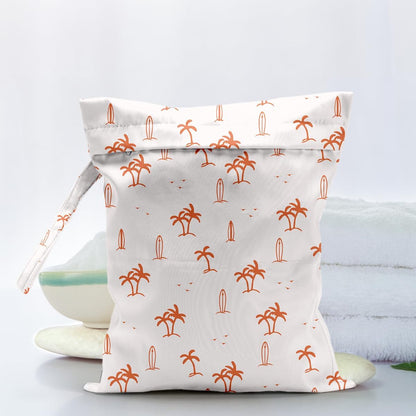Waterproof Cloth Diaper Wet Dry Bag Reusable Travel Beach Pool Wet Bags | Daycare Soiled Toddler Items Yoga Gym Bag for Swimsuits Wet Clothes Bags - Pink Coastal Pattern