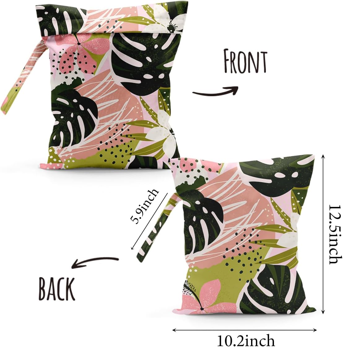 Waterproof Cloth Diaper Wet Dry Bag Reusable Travel Beach Pool Wet Bags | Daycare Soiled Toddler Items Yoga Gym Bag for Swimsuits Wet Clothes Bags - Pink Coastal Pattern