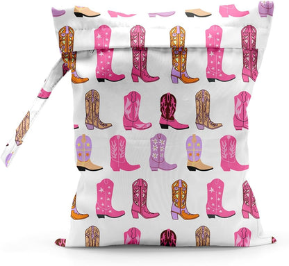 Waterproof Cloth Diaper Wet Dry Bag Reusable Travel Beach Pool Wet Bags | Daycare Soiled Toddler Items Yoga Gym Bag for Swimsuits Wet Clothes Bags - Pink Coastal Pattern