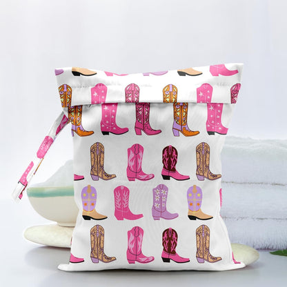 Waterproof Cloth Diaper Wet Dry Bag Reusable Travel Beach Pool Wet Bags | Daycare Soiled Toddler Items Yoga Gym Bag for Swimsuits Wet Clothes Bags - Pink Coastal Pattern