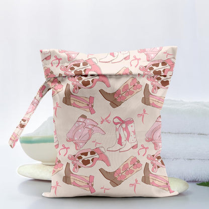 Waterproof Cloth Diaper Wet Dry Bag Reusable Travel Beach Pool Wet Bags | Daycare Soiled Toddler Items Yoga Gym Bag for Swimsuits Wet Clothes Bags - Pink Coastal Pattern