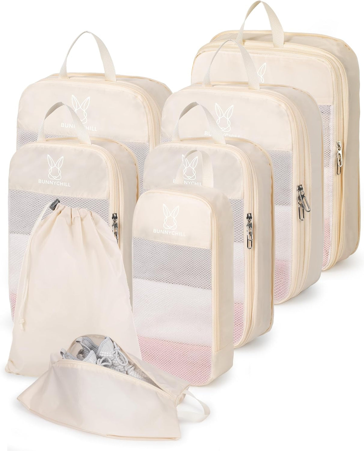 6/8 Sets Compression Packing Cubes for Travel, Portable Zipper Packing Cube for Cloting, Expandable Space Saver Storage Luggage Organizer Bags for Suitcases