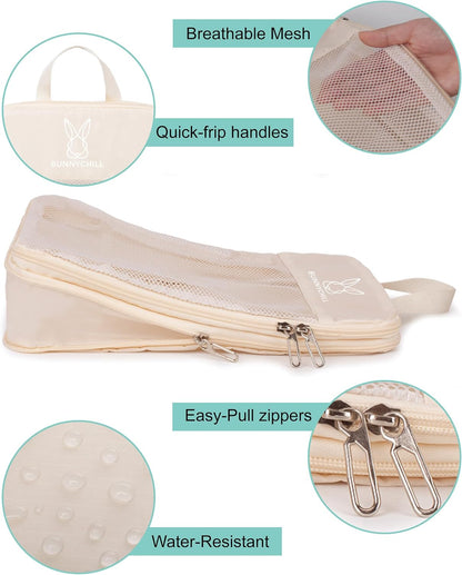 6/8 Sets Compression Packing Cubes for Travel, Portable Zipper Packing Cube for Cloting, Expandable Space Saver Storage Luggage Organizer Bags for Suitcases