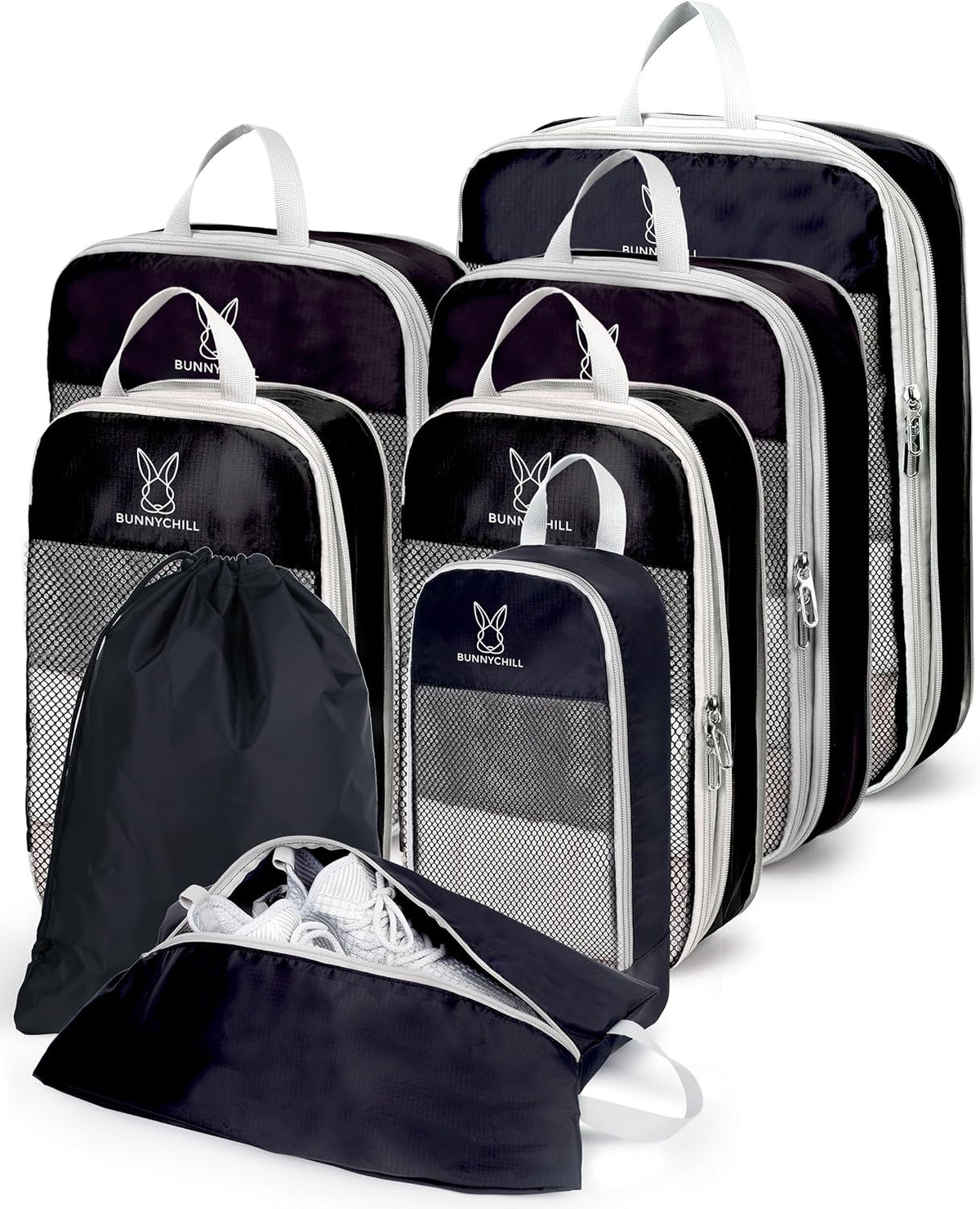 6/8 Sets Compression Packing Cubes for Travel, Portable Zipper Packing Cube for Cloting, Expandable Space Saver Storage Luggage Organizer Bags for Suitcases