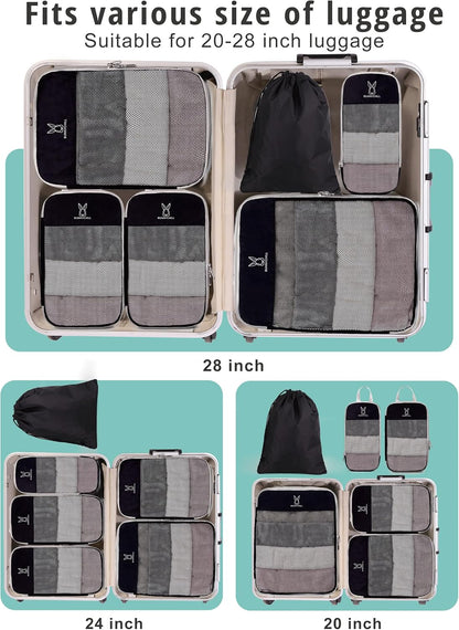 6/8 Sets Compression Packing Cubes for Travel, Portable Zipper Packing Cube for Cloting, Expandable Space Saver Storage Luggage Organizer Bags for Suitcases