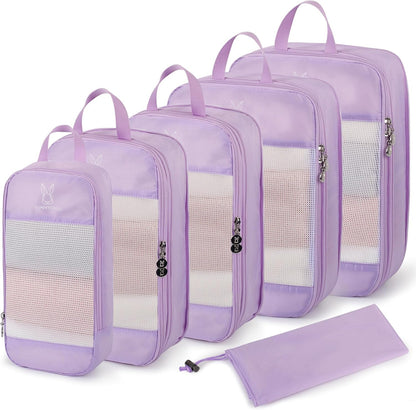 6/8 Sets Compression Packing Cubes for Travel, Portable Zipper Packing Cube for Cloting, Expandable Space Saver Storage Luggage Organizer Bags for Suitcases