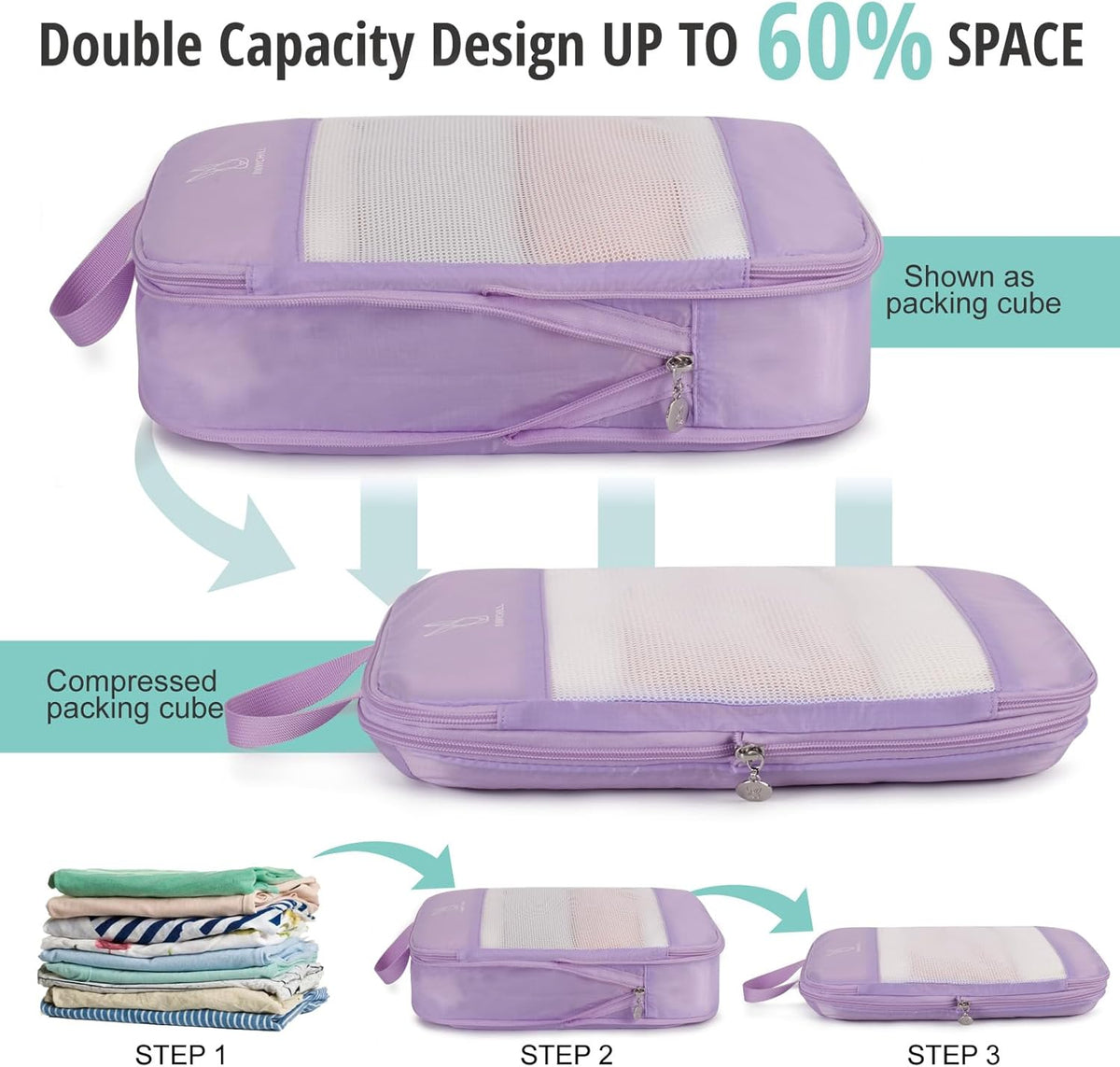 6/8 Sets Compression Packing Cubes for Travel, Portable Zipper Packing Cube for Cloting, Expandable Space Saver Storage Luggage Organizer Bags for Suitcases