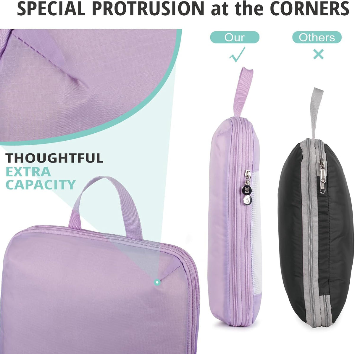 6/8 Sets Compression Packing Cubes for Travel, Portable Zipper Packing Cube for Cloting, Expandable Space Saver Storage Luggage Organizer Bags for Suitcases