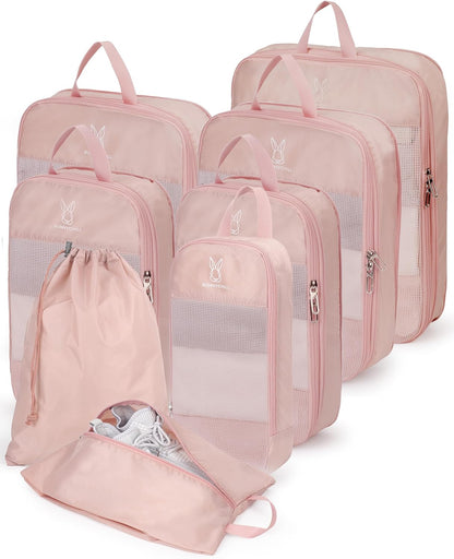 6/8 Sets Compression Packing Cubes for Travel, Portable Zipper Packing Cube for Cloting, Expandable Space Saver Storage Luggage Organizer Bags for Suitcases