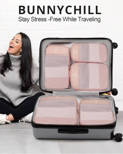 6/8 Sets Compression Packing Cubes for Travel, Portable Zipper Packing Cube for Cloting, Expandable Space Saver Storage Luggage Organizer Bags for Suitcases