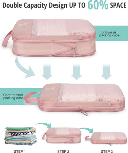 6/8 Sets Compression Packing Cubes for Travel, Portable Zipper Packing Cube for Cloting, Expandable Space Saver Storage Luggage Organizer Bags for Suitcases
