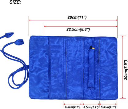 Jewelry Travel Bag Embroidery Travel Jewelry Organizer with Tie Close Embroidered Flower Jewelry Roll for Women Girls (Bamboo Green)