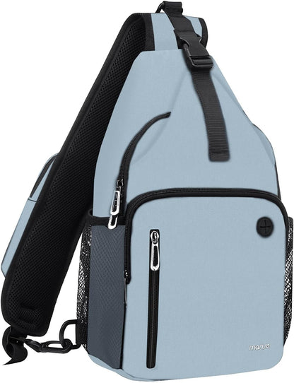 Sling Backpack Bag, Crossbody Shoulder Bag Travel Hiking Daypack Chest Bag with Front Square Pocket&USB Charging Port