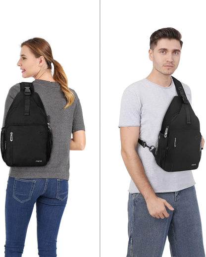 Sling Backpack Bag, Crossbody Shoulder Bag Travel Hiking Daypack Chest Bag with Front Square Pocket&USB Charging Port
