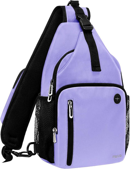 Sling Backpack Bag, Crossbody Shoulder Bag Travel Hiking Daypack Chest Bag with Front Square Pocket&USB Charging Port