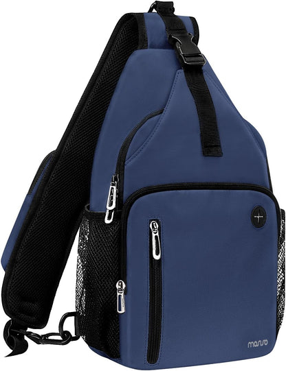 Sling Backpack Bag, Crossbody Shoulder Bag Travel Hiking Daypack Chest Bag with Front Square Pocket&USB Charging Port