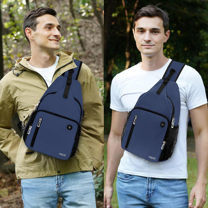 Sling Backpack Bag, Crossbody Shoulder Bag Travel Hiking Daypack Chest Bag with Front Square Pocket&USB Charging Port