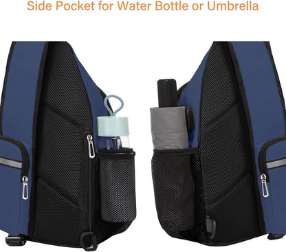 Sling Backpack Bag, Crossbody Shoulder Bag Travel Hiking Daypack Chest Bag with Front Square Pocket&USB Charging Port