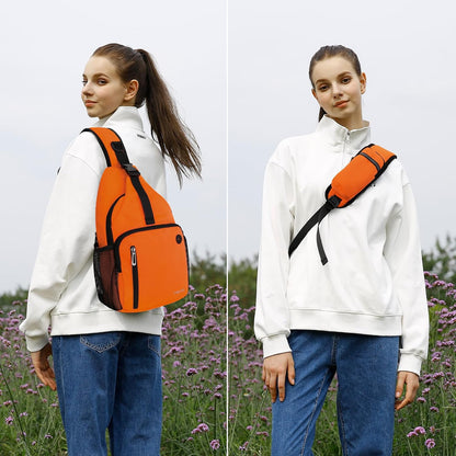Sling Backpack Bag, Crossbody Shoulder Bag Travel Hiking Daypack Chest Bag with Front Square Pocket&USB Charging Port