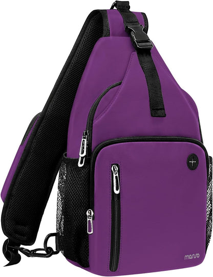 Sling Backpack Bag, Crossbody Shoulder Bag Travel Hiking Daypack Chest Bag with Front Square Pocket&USB Charging Port