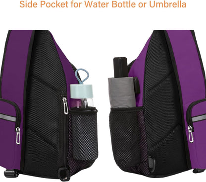Sling Backpack Bag, Crossbody Shoulder Bag Travel Hiking Daypack Chest Bag with Front Square Pocket&USB Charging Port