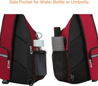 Sling Backpack Bag, Crossbody Shoulder Bag Travel Hiking Daypack Chest Bag with Front Square Pocket&USB Charging Port