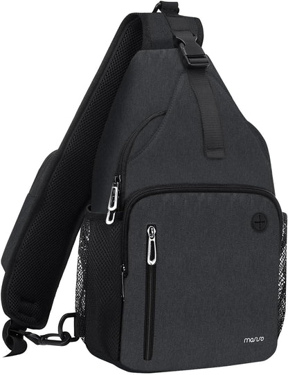 Sling Backpack Bag, Crossbody Shoulder Bag Travel Hiking Daypack Chest Bag with Front Square Pocket&USB Charging Port