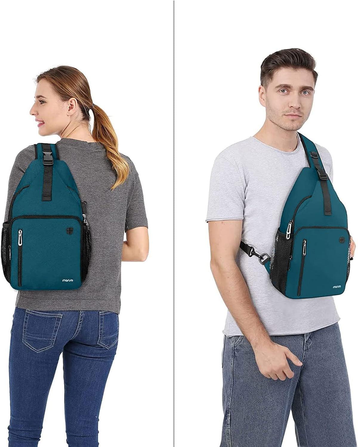 Sling Backpack Bag, Crossbody Shoulder Bag Travel Hiking Daypack Chest Bag with Front Square Pocket&USB Charging Port