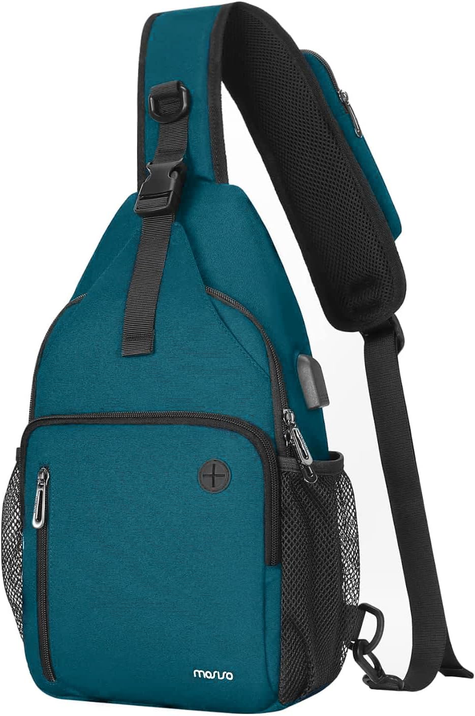 Sling Backpack Bag, Crossbody Shoulder Bag Travel Hiking Daypack Chest Bag with Front Square Pocket&USB Charging Port