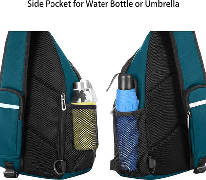 Sling Backpack Bag, Crossbody Shoulder Bag Travel Hiking Daypack Chest Bag with Front Square Pocket&USB Charging Port