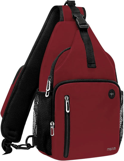 Sling Backpack Bag, Crossbody Shoulder Bag Travel Hiking Daypack Chest Bag with Front Square Pocket&USB Charging Port