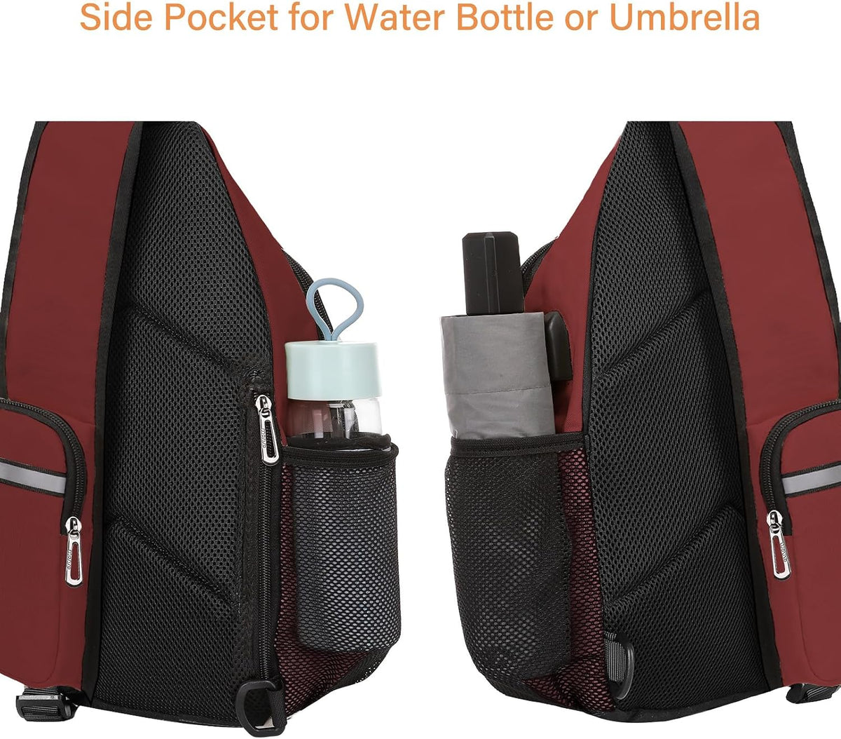 Sling Backpack Bag, Crossbody Shoulder Bag Travel Hiking Daypack Chest Bag with Front Square Pocket&USB Charging Port