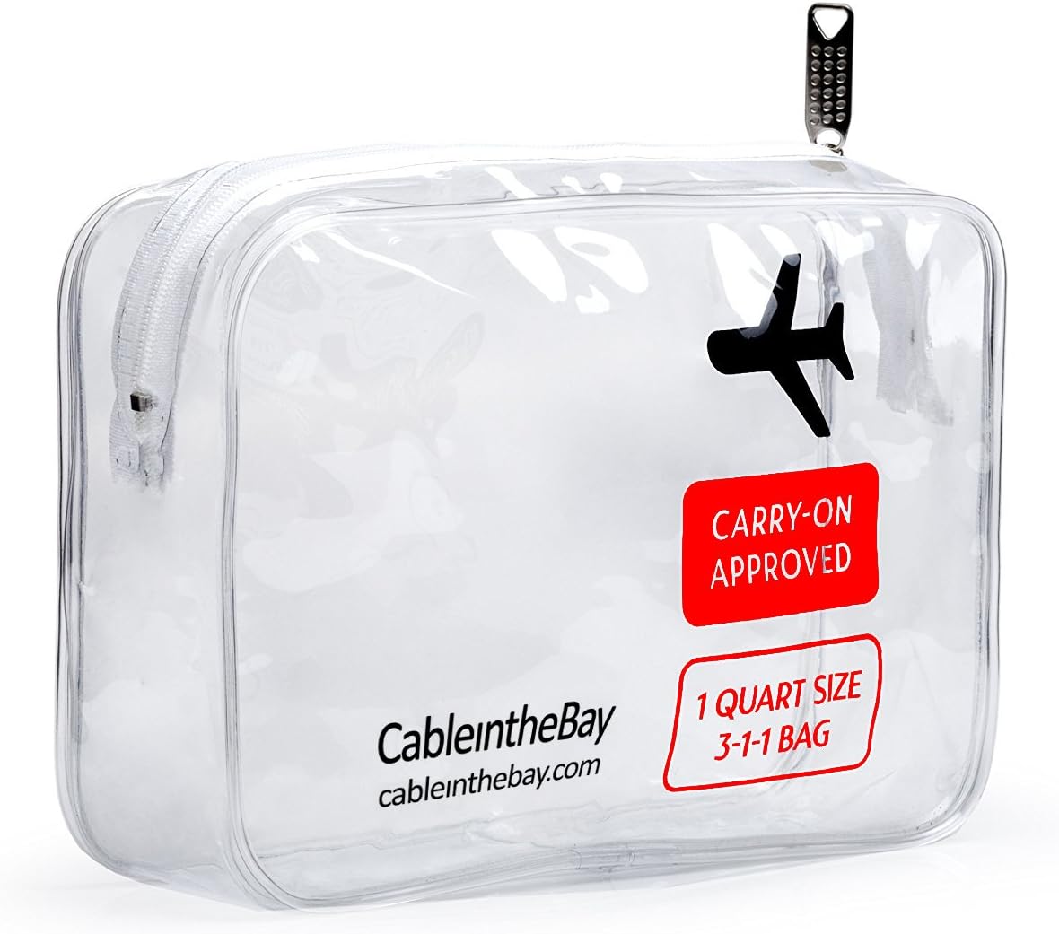 TSA Approved Clear Travel Toiletry Bag-Quart Sized with Zipper-Airport Airline Compliant Bag/Bottles-Men's/Women's 3-1-1 Kit+Travel