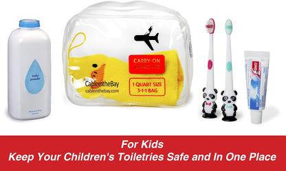 TSA Approved Clear Travel Toiletry Bag-Quart Sized with Zipper-Airport Airline Compliant Bag/Bottles-Men's/Women's 3-1-1 Kit+Travel