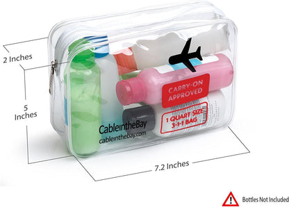 TSA Approved Clear Travel Toiletry Bag-Quart Sized with Zipper-Airport Airline Compliant Bag/Bottles-Men's/Women's 3-1-1 Kit+Travel