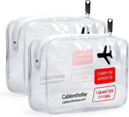 TSA Approved Clear Travel Toiletry Bag-Quart Sized with Zipper-Airport Airline Compliant Bag/Bottles-Men's/Women's 3-1-1 Kit+Travel