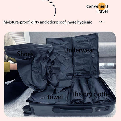Compression Bags - Packing Cubes, 8 Piece Space Saving Pouches For Apparel, Manual Air Extraction Envelopes With Sliding Clip, Luggage Hardware, Wrap Folders For Trunk, Chest And Closet