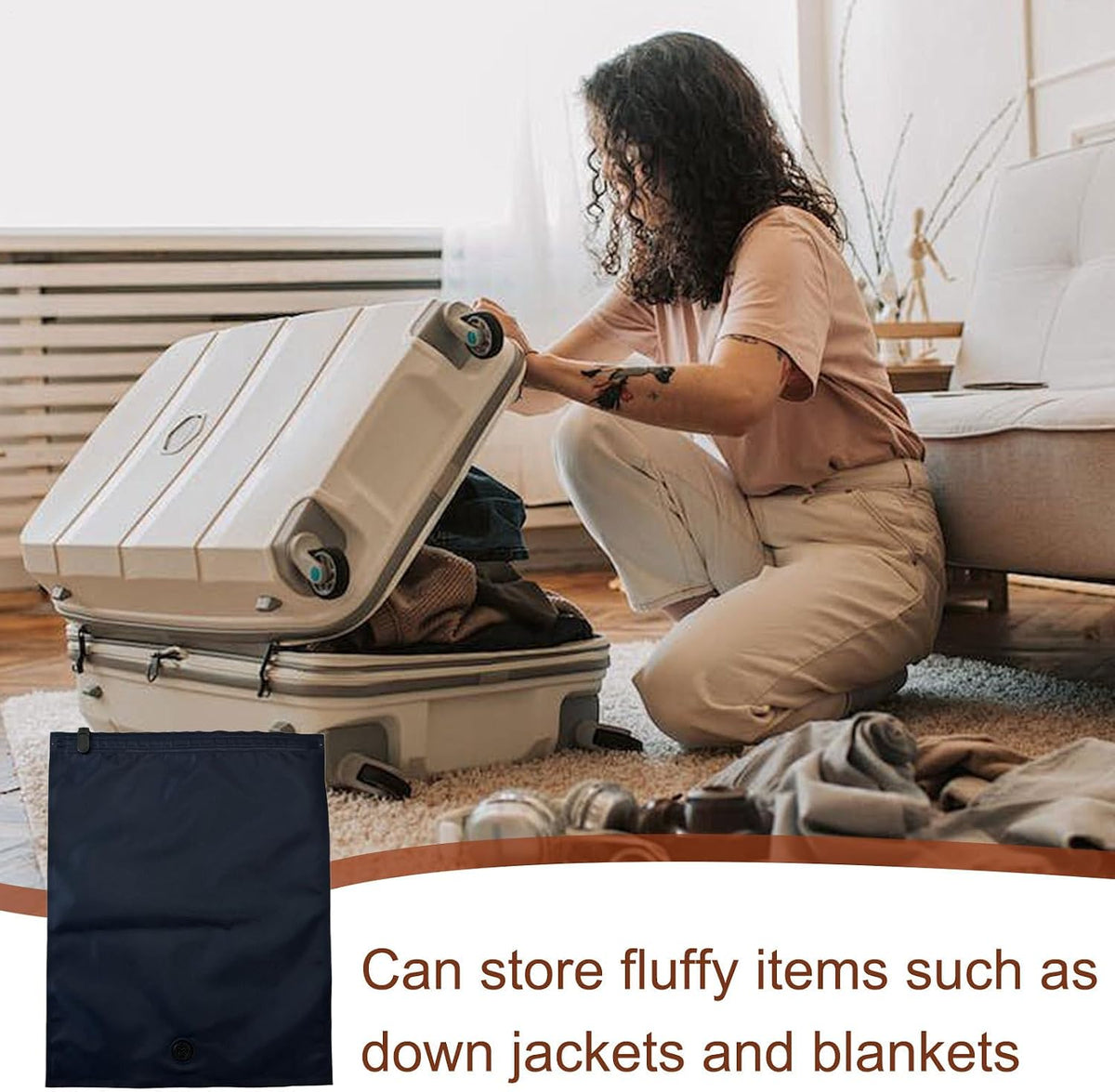 Compression Bags - Packing Cubes, 8 Piece Space Saving Pouches For Apparel, Manual Air Extraction Envelopes With Sliding Clip, Luggage Hardware, Wrap Folders For Trunk, Chest And Closet