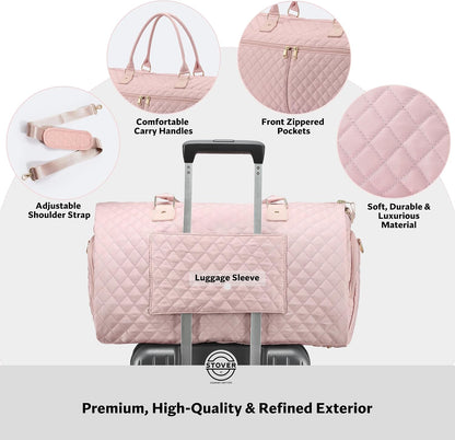 Women’s Convertible Garment Duffel Bag for Travel – 2-in-1 Carry-On Weekender/Overnight Tote - Wrinkle-Free Dresses, Suits & Clothes + Shoe Compartment & Bonus Toiletry Bag (Emerald Green)