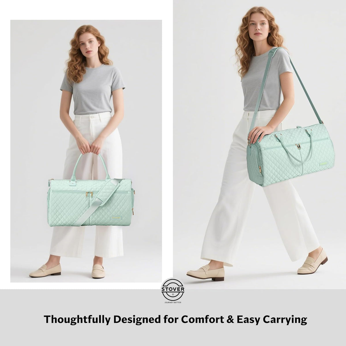 Women’s Convertible Garment Duffel Bag for Travel – 2-in-1 Carry-On Weekender/Overnight Tote - Wrinkle-Free Dresses, Suits & Clothes + Shoe Compartment & Bonus Toiletry Bag (Emerald Green)