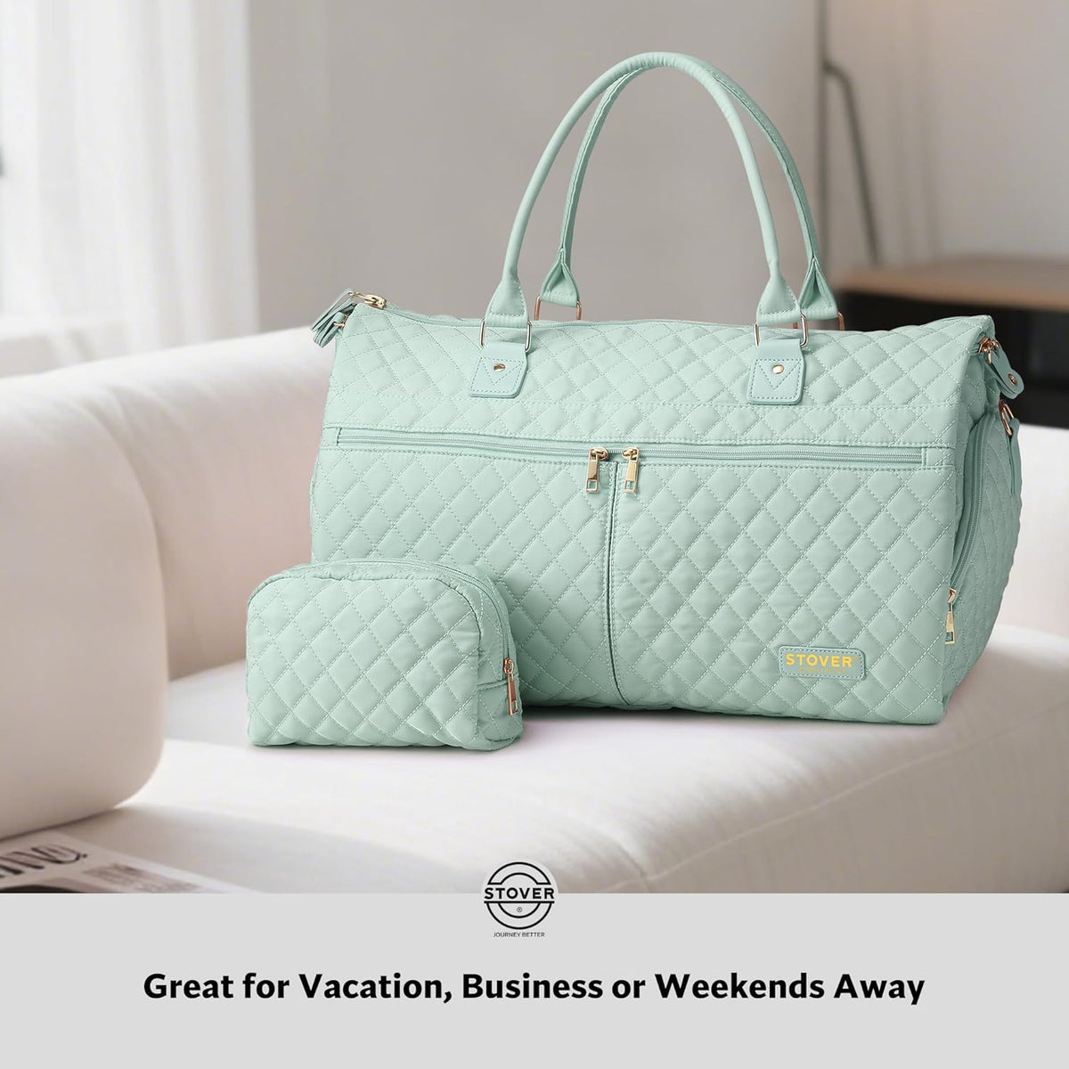 Women’s Convertible Garment Duffel Bag for Travel – 2-in-1 Carry-On Weekender/Overnight Tote - Wrinkle-Free Dresses, Suits & Clothes + Shoe Compartment & Bonus Toiletry Bag (Emerald Green)