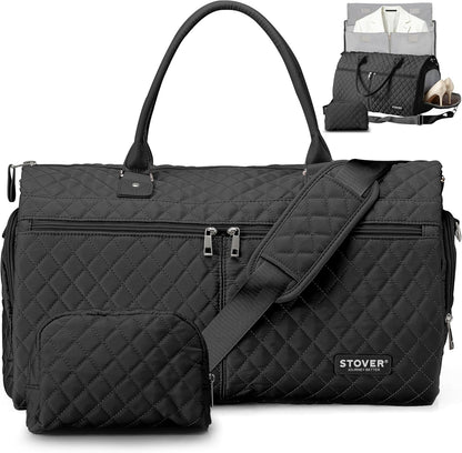 Women’s Convertible Garment Duffel Bag for Travel – 2-in-1 Carry-On Weekender/Overnight Tote - Wrinkle-Free Dresses, Suits & Clothes + Shoe Compartment & Bonus Toiletry Bag (Emerald Green)